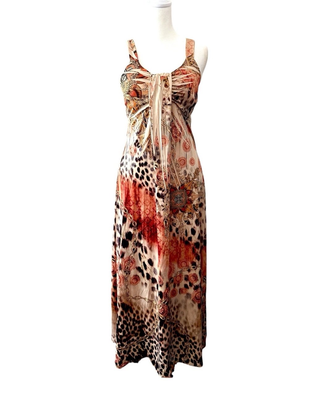 Y2K Cheetah & Floral Print Maxi Dress